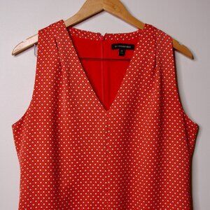 Banana Republic Red Blue Print Shift Dress Sleeveless V-neck Office Size 10